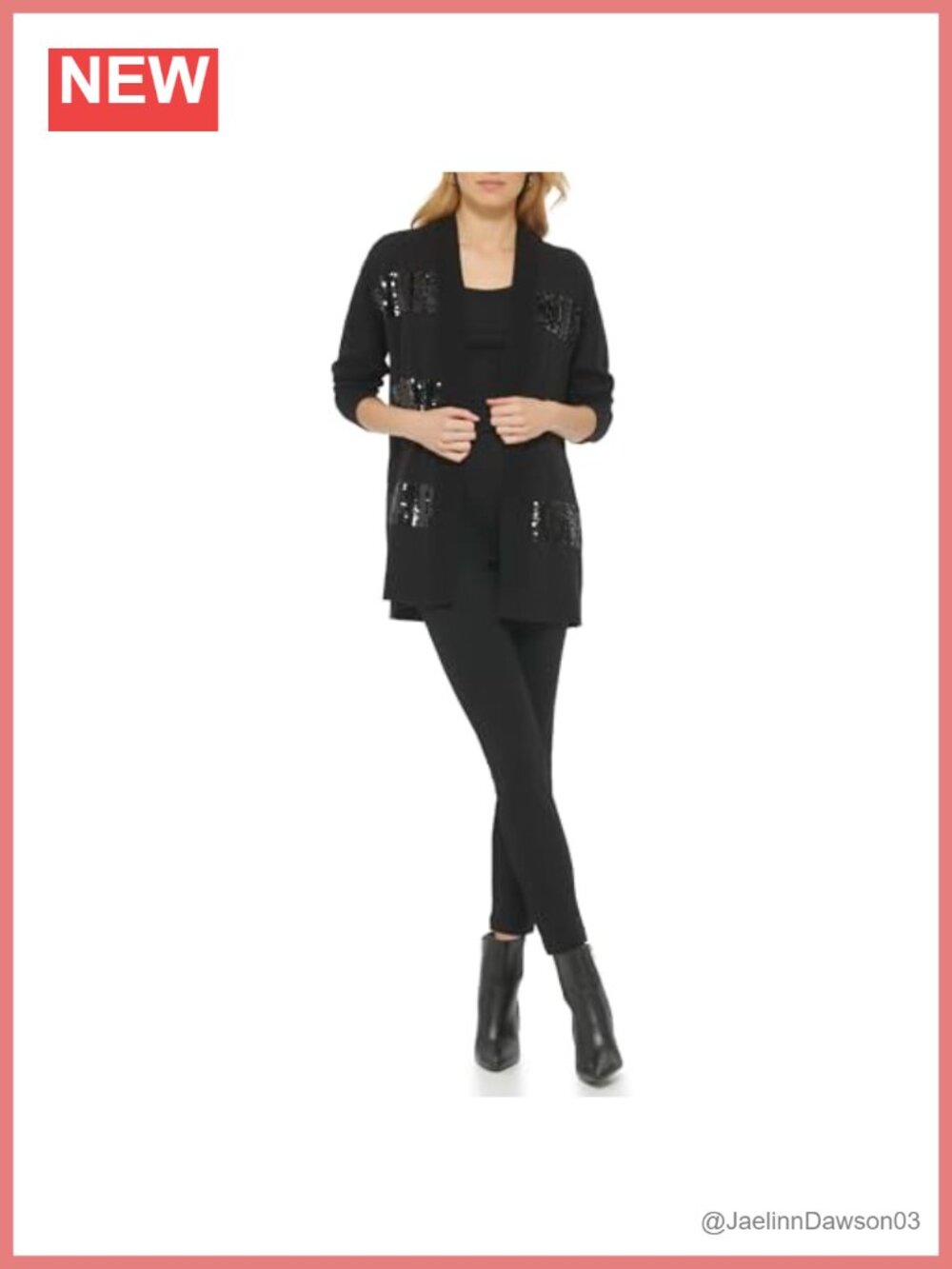 Open Cardigan Sequin Detail Short Sleeve V-Neck Sweater